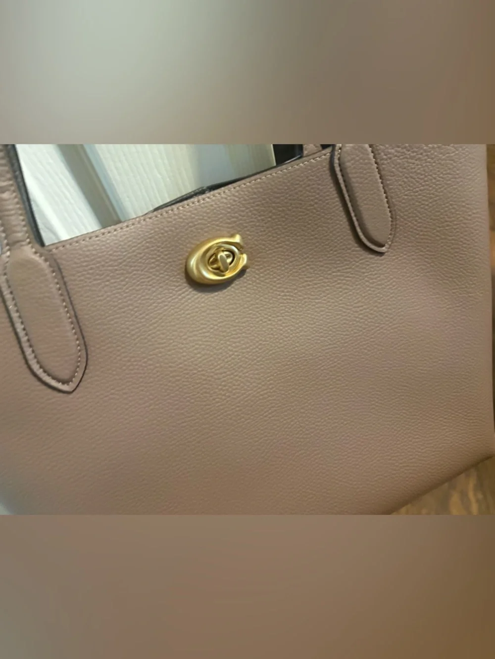 Coach Leather Tote with Gold Turn-Lock - Picture 3 of 9